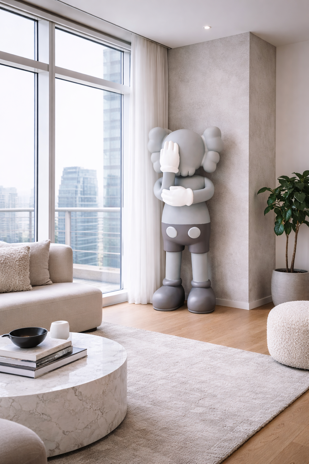 Clowny Design Soft Grey V Dance Sculpture 170cm