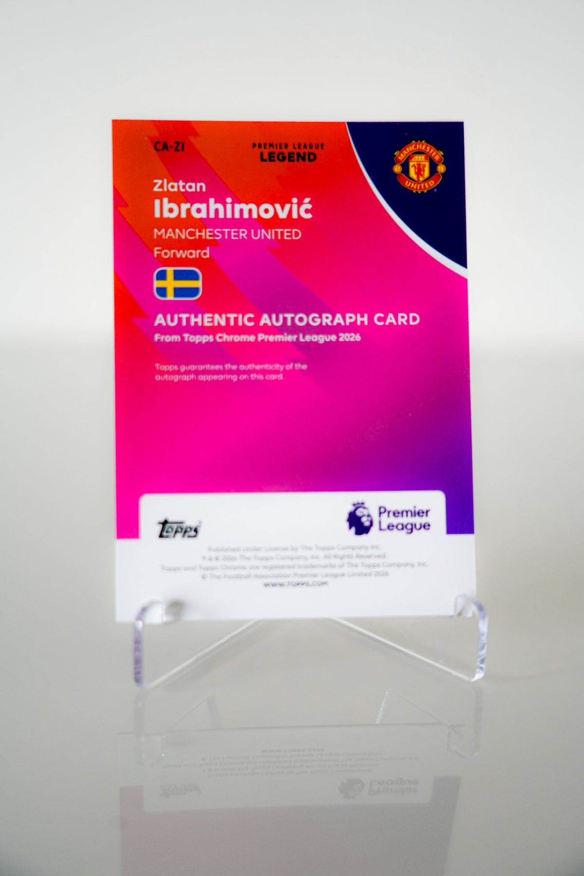 Zlatan Ibrahimović Topps Chrome Premier League CA-ZI Gold Refractor 06/50