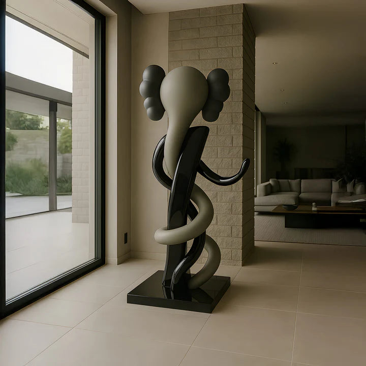Petal Black Clowny Snake Sculpture 176cm