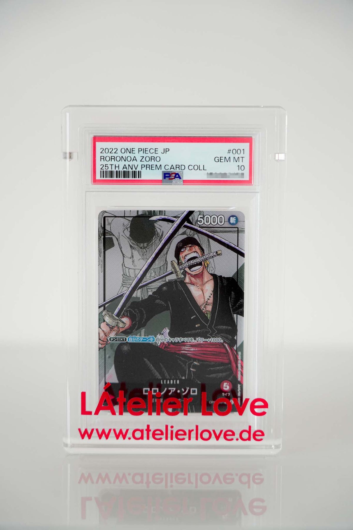 One Piece Roronoa Zoro 001 – 25th Anniversary Premium Card Collection – PSA 10