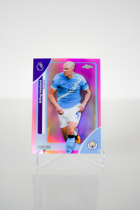 Erling Haaland Topps Chrome Premier League 125 Pink Refractor 026/250