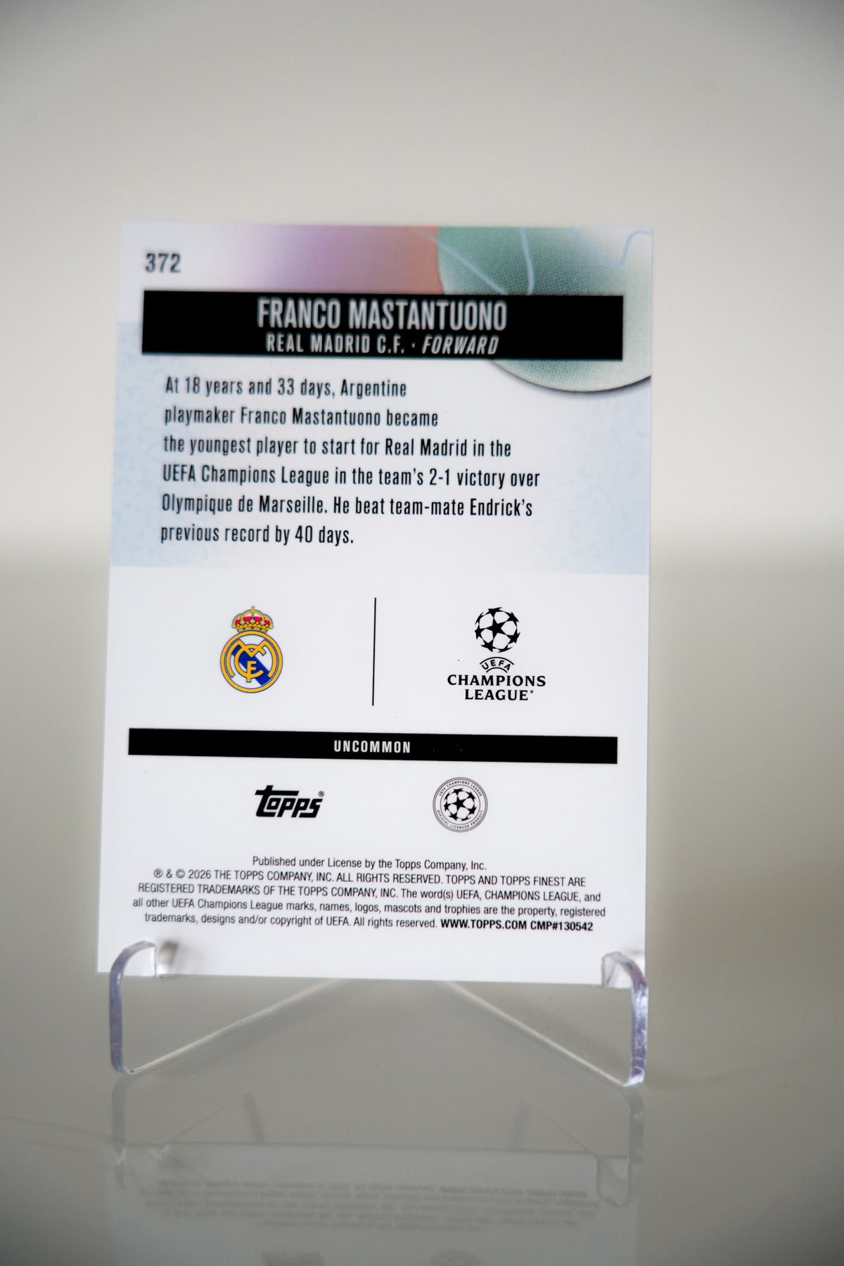 Franco Mastantuono Topps Finest UEFA 372 RC