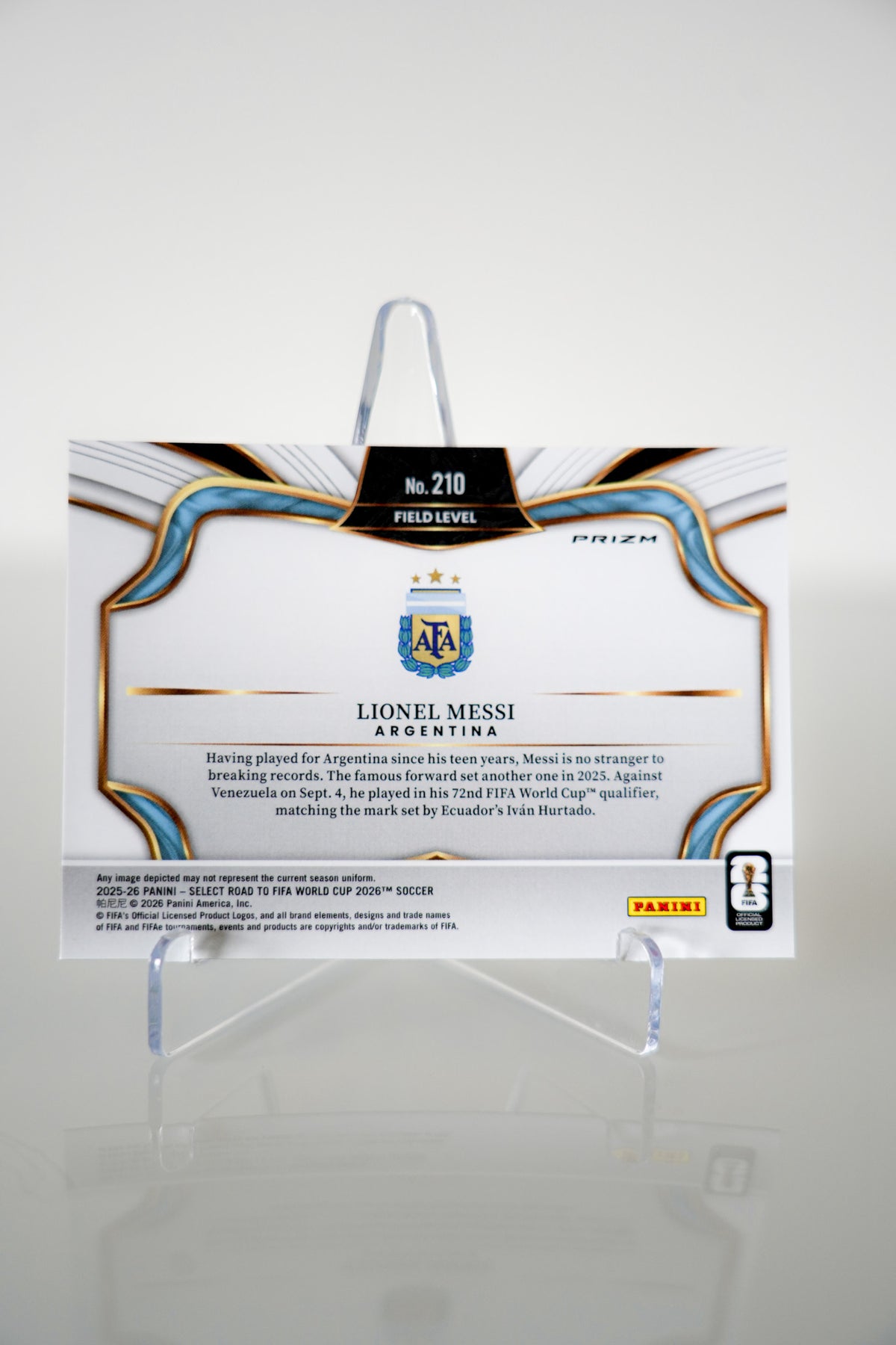 Lionel Messi Panini Select Road to World Cup 210