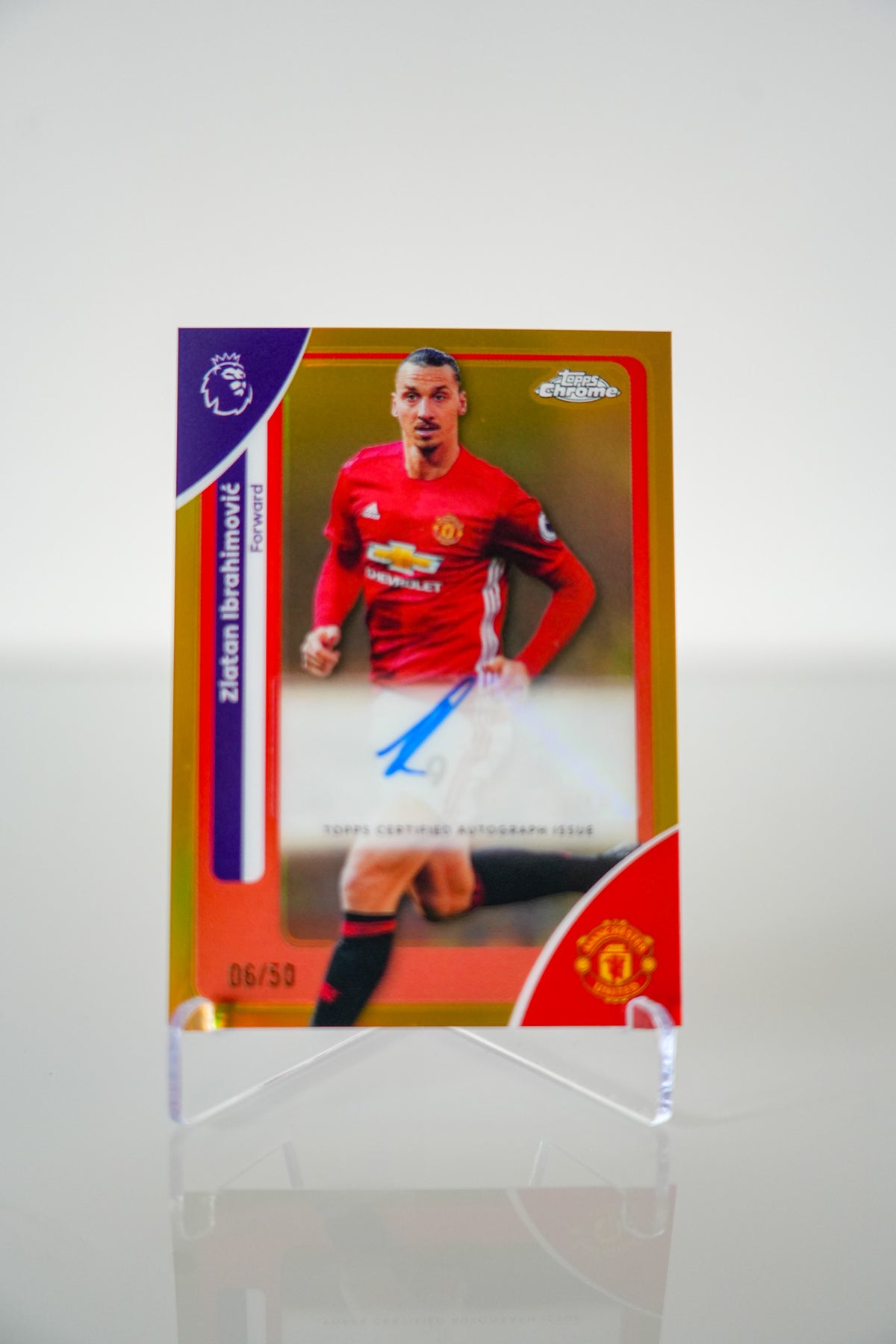 Zlatan Ibrahimović Topps Chrome Premier League CA-ZI Gold Refractor 06/50