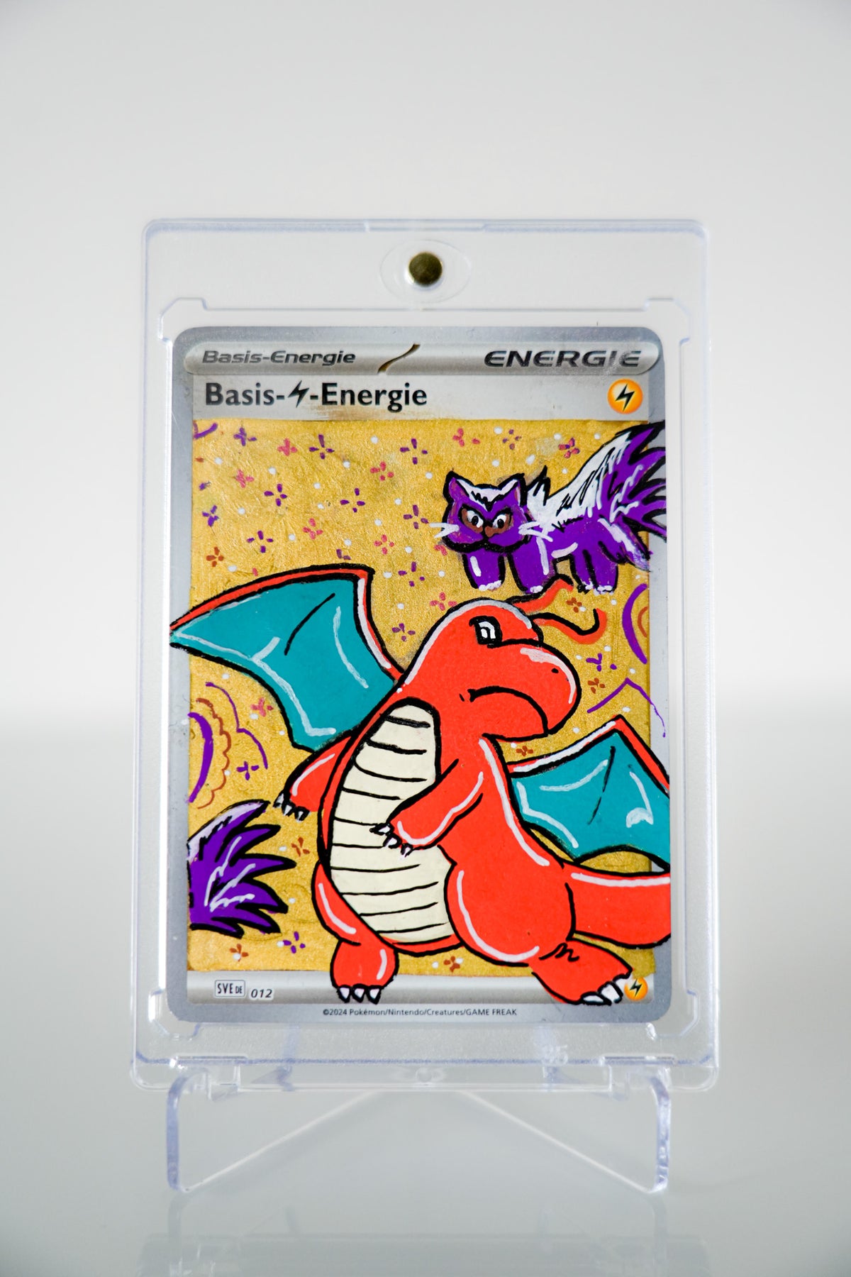 Glurak Custom Art Card 1/1 – Handbemalte Pokémon Energiekarte
