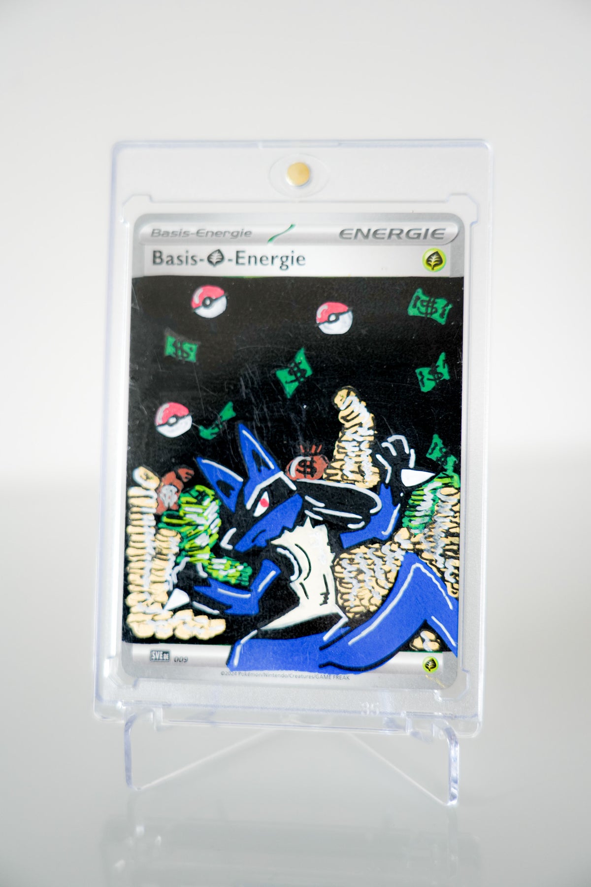 Lucario Custom Art Card 1/1 – Handbemalte Pokémon Energiekarte